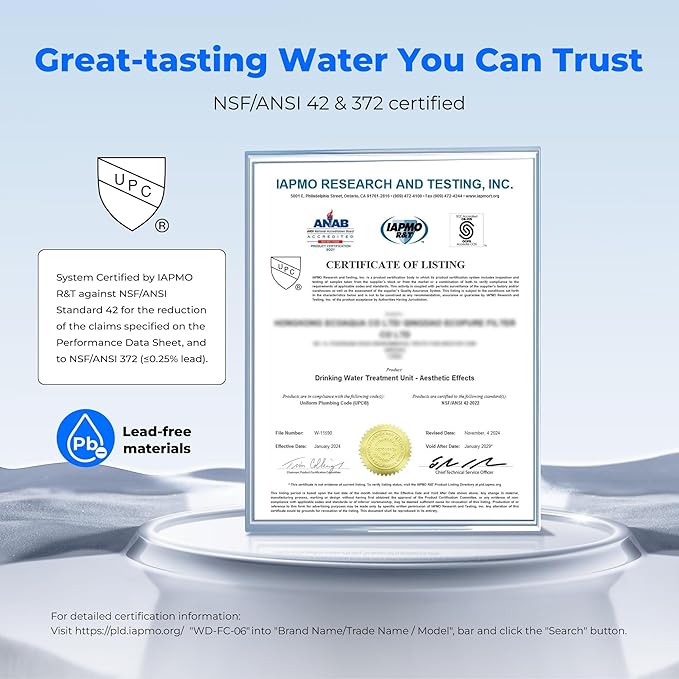 Waterdrop FC-06 Water Filter for Sink Faucet, 360° Rotating Stainless Steel, NSF Certified Water Purifier for Kitchen Sink, Reduce Chlorine, 12 Months Long Lasting Tap Faucet, 4 Filters
