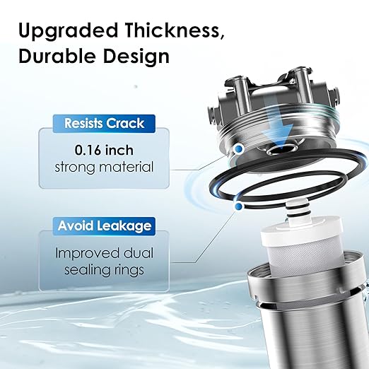 Waterdrop AS08 Stainless Steel Under Sink Water Filter System, 1 Years Lifetime Under Sink Water Filter, 5X Service Life, Reduces Chlorine, Lead, Heavy Metals, Bad Taste (1 Filter Included)