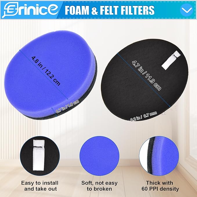 27909 Filter Replacement for Bissell Pet Hair Eraser Turbo Plus/Rewind/Pro Vacuum 2281 2461 2790 series, for Bissell MultiClean Allergen Pet Slim Vacuum 3126, Replace to part # 1606751&1603437