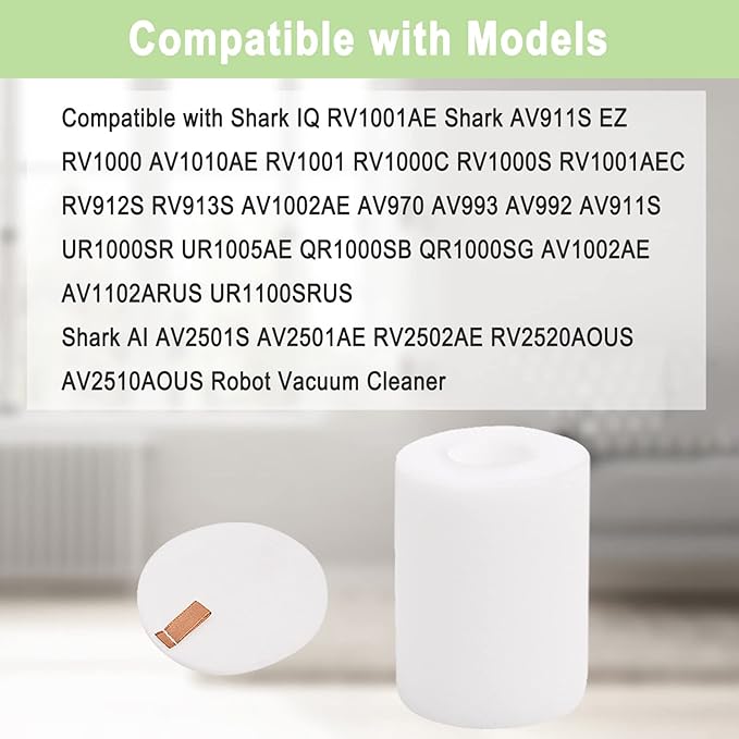 Bvhonwe 6 Pack IQ Base Pre-Motor Foam Replacement Filters for Shark IQ R101AE RV1001AE AV912S AV1010AE RV1000 AV970 AV993 AV1002AE Shark AI AV2501S AV2501AE RV2502AE RV2520AOUS Robot Vacuum Cleaner