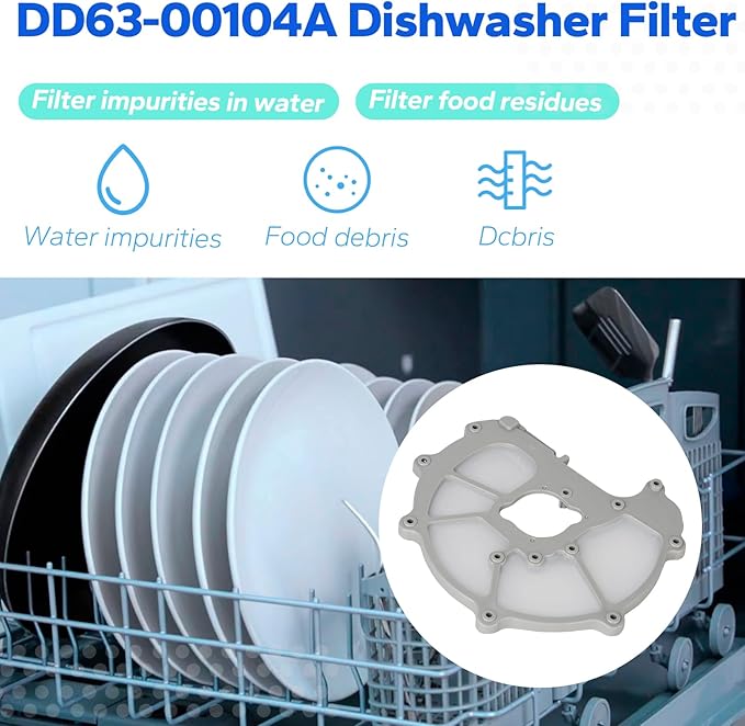 DD63-00104A Dishwasher Pump Filter Mesh Body Compatible With Dishwasher Parts, Dishwasher Mesh Fine Filter, Gray Flated Version