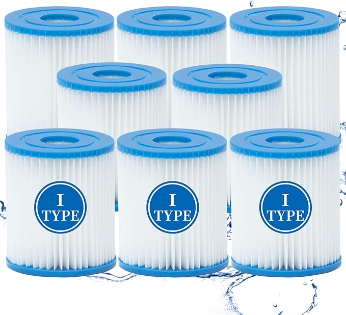 Type I Pool Filter Cartridge, Replacement Filters Cartridge for 58093, for Swimming Pool Filter RX330 Filter Pump, for 300/330 Gal/H Filter Pumps (8 Pack)