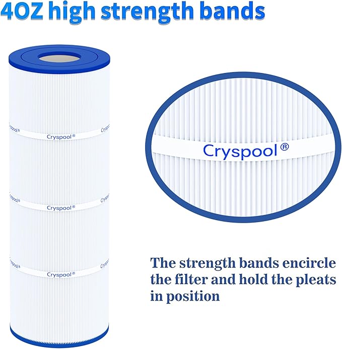 Cryspool® 07069 Filter Compatible with Clean & Clear Plus 320, CCP320, PCC80-PAK4, R173573, 817-0081, C-7470, FC-1976, 4×80 Sq. Ft Pool Filter Cartridge, 4 Pack