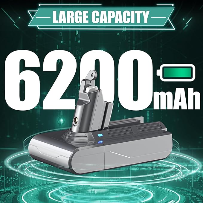 EGR Upgrade 21.6V V6 Battery Replacement Compatible with Dyson V6 Animal/Absolute/Motorhead/Fluffy DC58 DC59 DC61 DC62 DC72 DC74 SV03 SV04 SV05 SV06 Cordless Vacuum Cleaner. (Not Fit V7, V8)