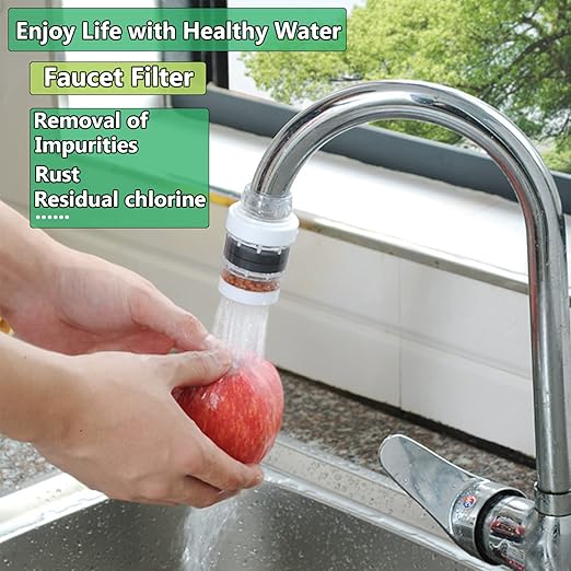 2 Pack Faucet Water Filter, Faucet Mount Filters Purifier Kitchen Tap Filtration Activated Carbon Removes Chlorine Fluoride Heavy Metals Hard Water for Home Kitchen Bathroom(White)