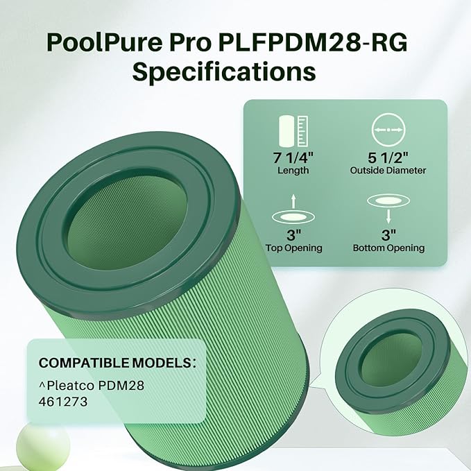 POOLPURE PDM28 Hot Tub Filters Compatible with Aquarest Dream Maker 461273, FC-9944, SD-01392 Spa Filter, 2 Pack