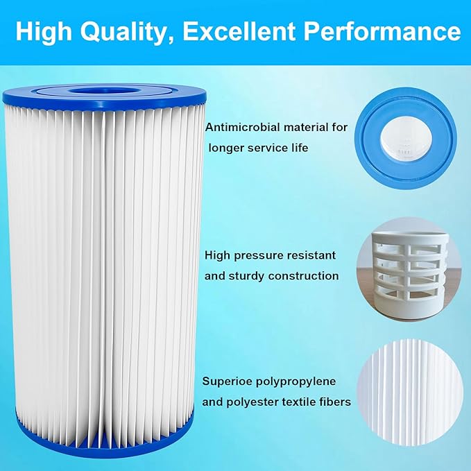Type A or C Pool Filter Cartridges for in-tex 59900E / 29000E Type A or Type C Best-Way Type 3 (Type III) Replacement Pool Filter Pumps (4 Pack)