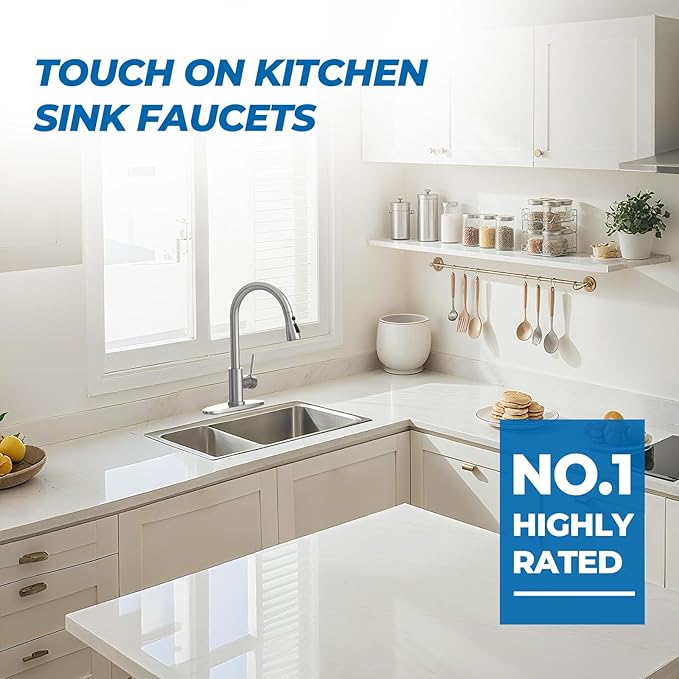 WEWE Black Kitchen Faucet, Leak Proof Kitchen Faucets with Pull Down Sprayer Commercial Stainless Steel Single Handle Single Hole Kitchen Sink Faucet for Farmhouse Camper Laundry Rv Bar