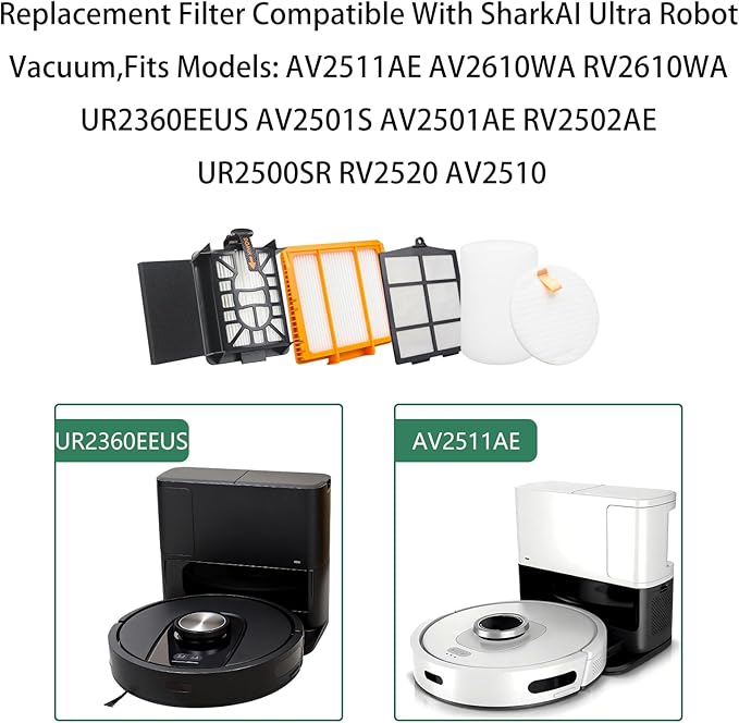 Replacement Filter for Shark AV2511AE AV2610WA RV2610WA AV2501S AV2501AE RV2502AE UR2500SR UR2360EEUS RV2520 AV2510 AI Ultra Robot Vacuum (6 Pack)