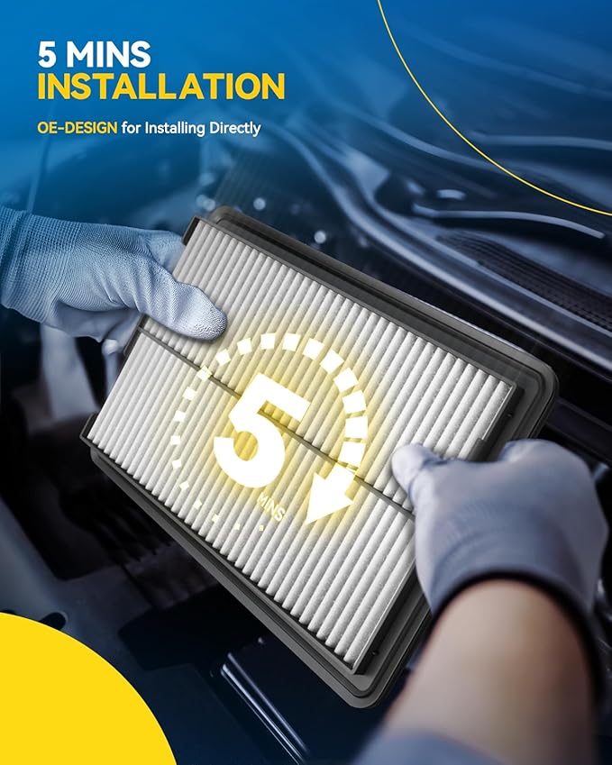 PHILTOP Engine Air Filter, Compatible with CA12065 Hyundai Tucson 2016-2021, Kia Sportage 2017-2022, Improve Engine Performance, Rigid Panel