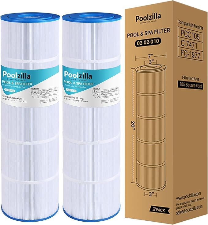 Poolzilla [2 Pack Pool Filter Cartridge Replacement for PCC105, Filbur FC-1977, 570-0425-07, Unicel C-7471, R173576, Pentair CCP420, 178584, 817-0106, 160301 [L x OD: 26" x 7'']