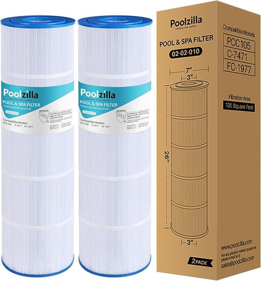 Poolzilla [2 Pack Pool Filter Cartridge Replacement for PCC105, Filbur FC-1977, 570-0425-07, Unicel C-7471, R173576, Pentair CCP420, 178584, 817-0106, 160301 [L x OD: 26" x 7'']