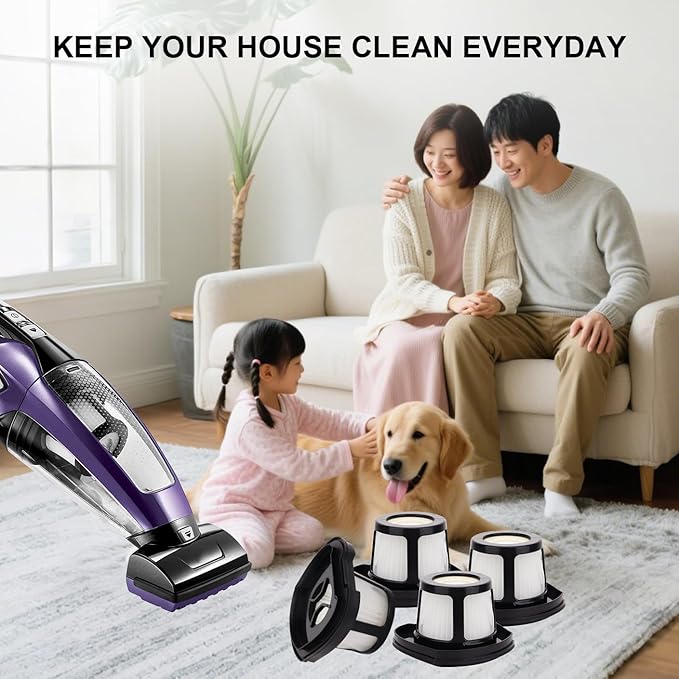 Hepa Filter Replacement Compatible with Bissell Pet Hair Eraser Hand Vacuum 2390A, 2284W, 2390, 2579, 2389, Part # 1614212 1614203 1614204-4 Mesh Filters and 6 Foam Filters
