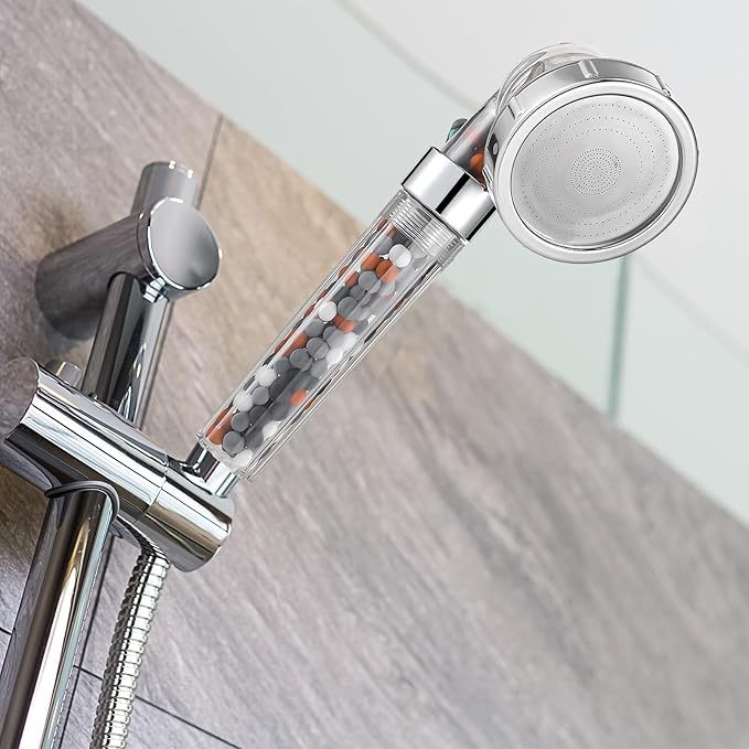 Patelai Replacement Anion Mineral Shower Head Bead Refills Purifying Water Mineral Bead Filtration Stone Ball for Filtered Shower Head, Diameter 7-8 mm(200.0 Grams,Orange, Gray, White, Black)