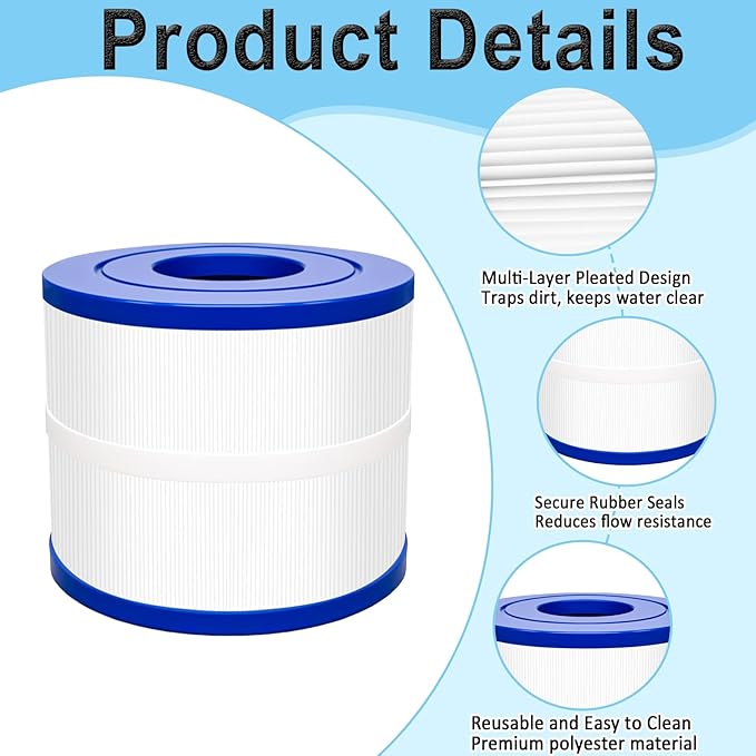 Podoy PBF40M Spa Hot Tub Filter Replacement Compatible with Pleatco PBF40M Wellspring 30 Coreless 10-00282 Bullfrog Spa Filter Replacement Cartridge by Podoy (2 Pack)