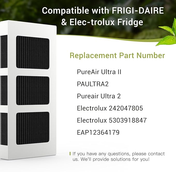 3 PACK Upgrade Refrigerator Air Filter Replacement for Paultra2 Compatible with Frigi-daire Pureair Ultra 2, Pure Air Ultra 2, Pureair Ultra ii and Elec-trolux 242047805, 5303918847, EAP12364179