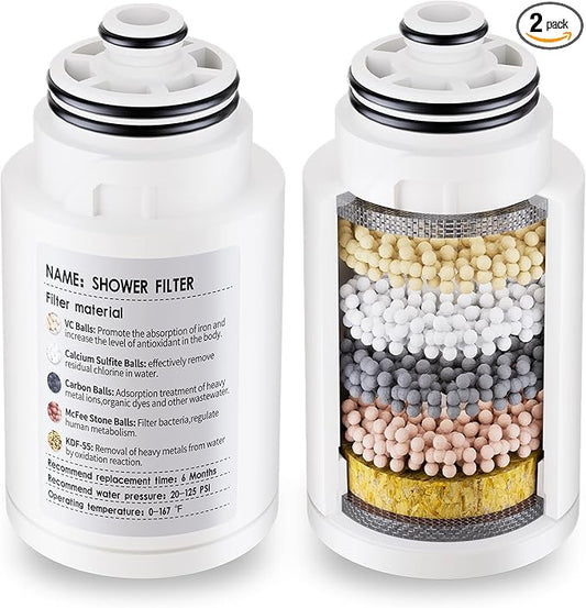 KAIYING 2 Pack KDF Shower Filter Replacement, Multi-stage Shower Head Filter Refill Cartridge for HKTHX11G, Shower Head Filter for Hard Water