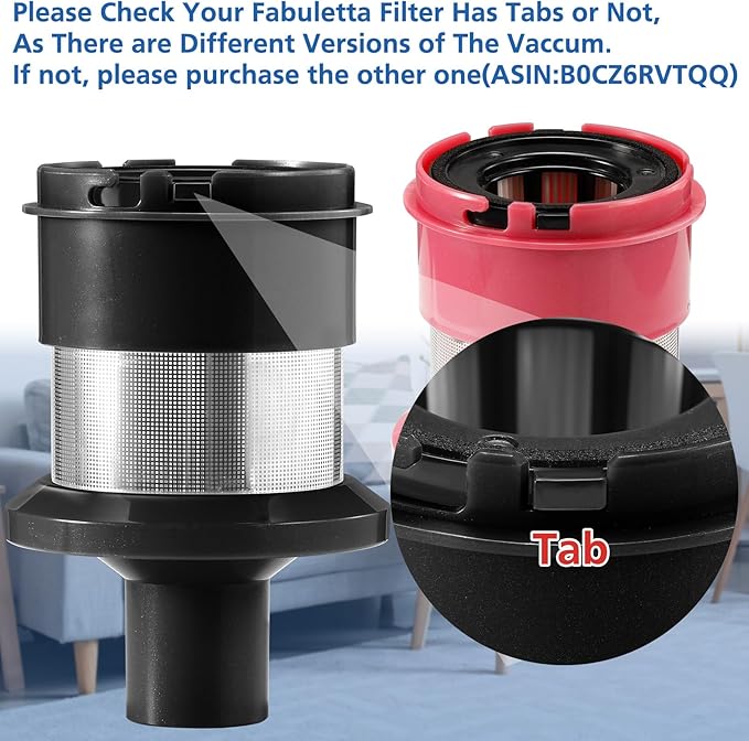 6 Pack FSV001 Filter Compatible with Fabuletta FSV101, FSV001, Girnoor G160&G165, Afoddon A300, Lubluelu 202, Oraimo OSV-102/225A, Besswin W26 Cordless Stick Vacuum Cleaners, Nequare Vacuum S181