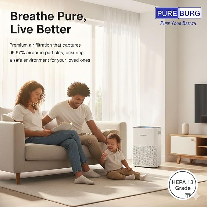 PUREBURG Replacement Filter Compatible with RabbitAir BioGS 2.0 Ultra Quiet Model SPA-550A & SPA-625A Air Purifiers, H13 True HEPA and Activated Carbon Set, 4 Piece Pack