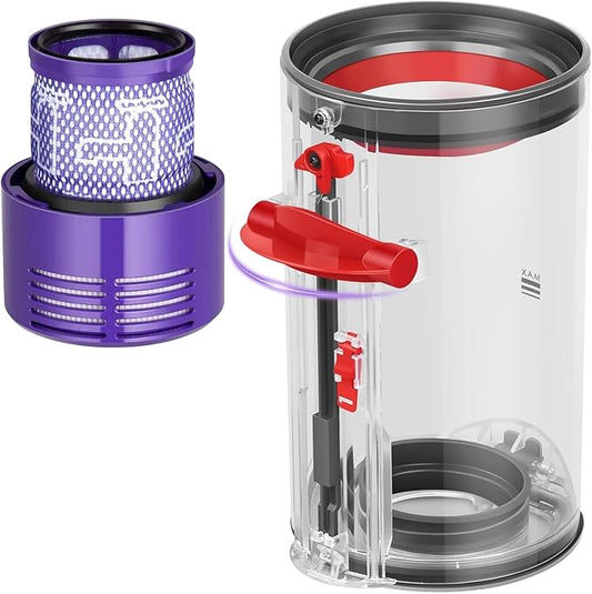 Upgraded Dust Bin Replacement Compatible With Dyson V10 SV12 Animal and Absolute Models Only,Canister Bin for Part No.969509-01 with 1 HEPA Filter