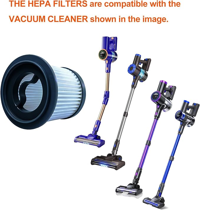 3Pack Hepa Replacement Filters Compatible with AIRDIYA P1/VG3, MHRMHR KP1108 and Bieiao BS01 Cordless Vacuum Cleaner, Washable Pre-motor Filters Works with UKDMROX E23 & Nioga P2 Upright Vac