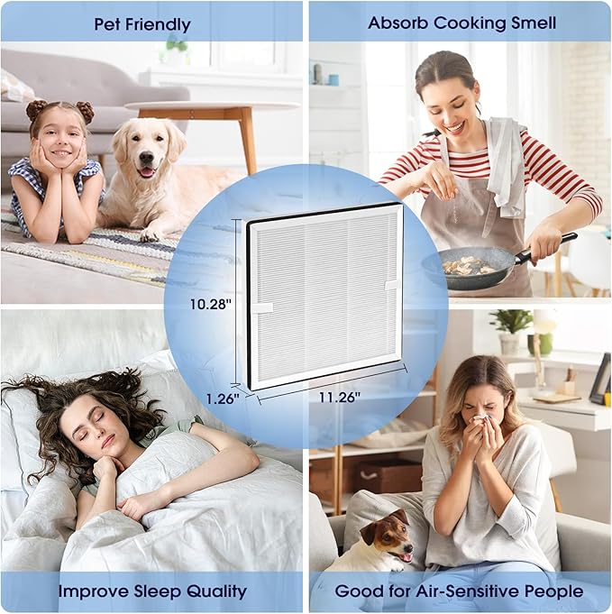 Europa Air Filter Compatible with Afloia Europa Air Purifiers, 3-in-1 High Efficiency Replacement Filter, Activated Carbon for Hair,Dander,Odor,Dust,Smoke and Pollen, 2 Pack