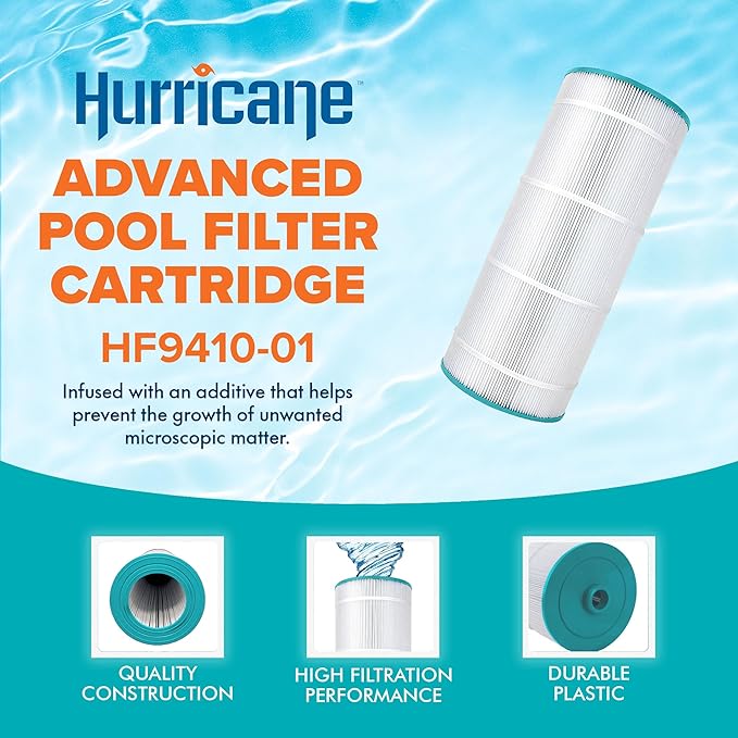 Hurricane Filters HF9410-01 Advanced Pool Filter Cartridge - Replacement for PAP100-4, Unicel C-9410, Filbur FC-0686, Predator 100, Pentair Clean & Clear 100