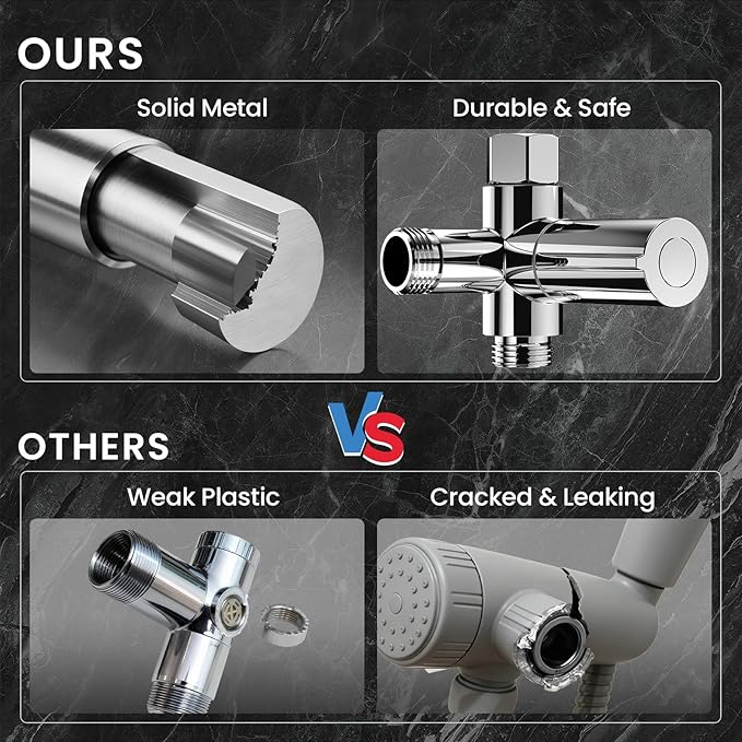 Veken High Pressure Rain Shower Head with Handheld, Square Rainfall Shower Heads with 5-Mode Handheld Spray Combo, Detachable Hand Held Showerhead with Hose, Double Regaderas Para, Chrome