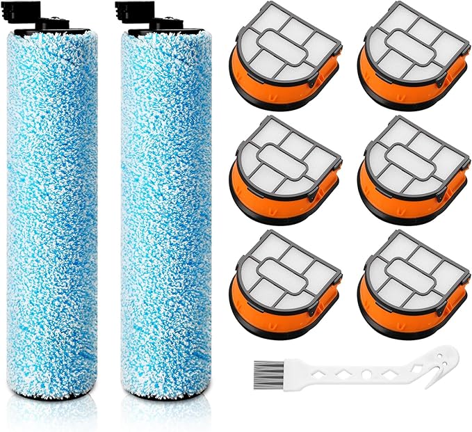 WD161 Roller and Filter For Shark HydroVac MessMaster Wet Dry Vacuum Cleaner WD161 WD261 AW261 (2 Brush 6 Foam Filter Kit)