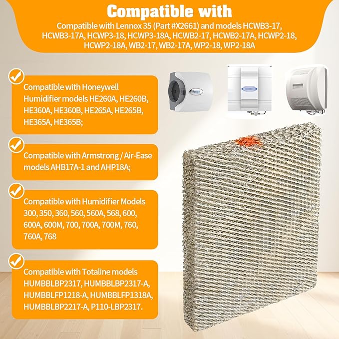 DerBlue 3PACK 35 Water Panel Humidifier Replacement Filter Compatible with AprilAire Humidifier 300, 350, 360, 560, 560A, 568, 600, 600A, 600M, 700, 700A, 700M, 760, 760A, 768 & X2661 Humidifier pad