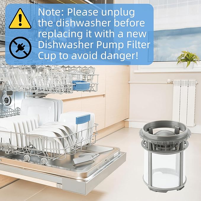 Dishwasher Filter For Whirlpool W10872845,Dishwasher Pump Filter Cup Replacement For Amana KitchenAid Kenmore,Replaces AP6030094 W10465373 W10693534 Pump Cup,Fit Whirlpool WDT730PAHZ0 WDF520PADM7