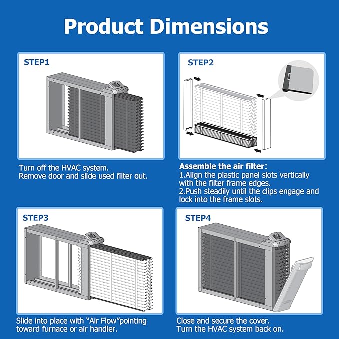 2-Pack MERV 13 Air Filters, Replacement for Lennox X6673 Pleated Furnace Filter, 20x25x5 (Actual 19-3/4" x 24-3/4" x 4-3/8"), Easy Install & Space-Saving