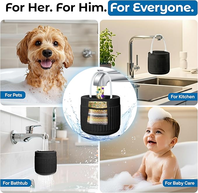 17-STAGE Bath Filter for Tub with Premium Design & Leak-Proof, 7000-Gallon Long-Life Cartridge with Vitamins C & E + Essential Minerals Removes Chlorine and Softens Hair, Skin & Nails | Patent Pending