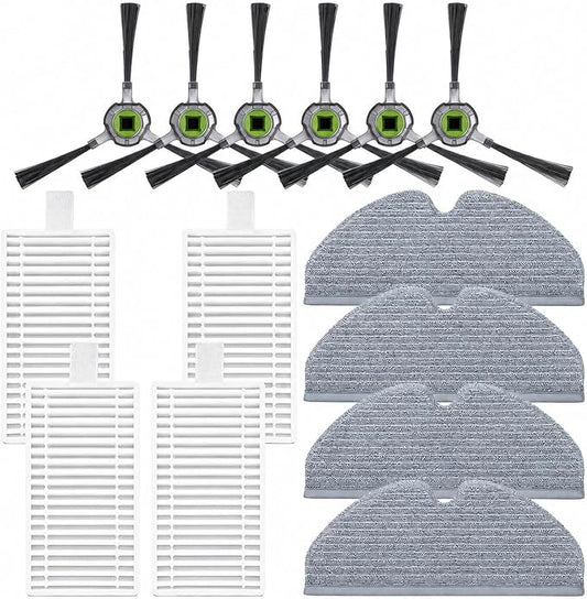 14Pack YUJINRU Replacement Parts Accessories Kit Compatible with UMMUND T7S Robot Vacuum.4 Mop Pads, 4 Filters, 6 Side Brushe