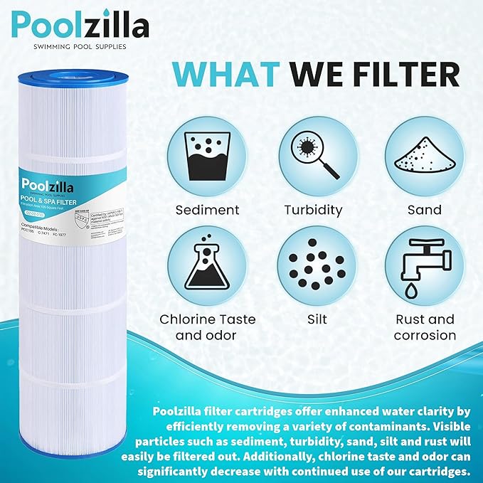 Poolzilla [4 Pack Pool Filter Cartridge Replacement for PCC105, Filbur FC-1977, 570-0425-07, Unicel C-7471, R173576, Pentair CCP420, 178584, 817-0106, 160301 [L x OD: 26" x 7'']