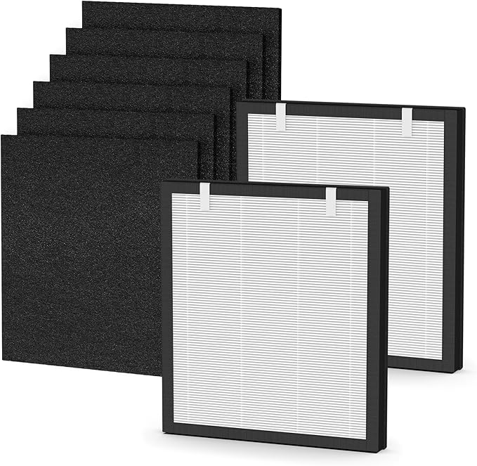 P358 Replacement Filter Compatible with HEAPETS P358 Air Purifier, Includes 2 Composite Filters + 6 Pre-Filters, H13 HEPA Air Filter for Pet Hair Dander odors