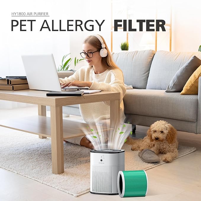 CHIVALZ Genuine HY1800 Air Purifier Replacement Filter, 3-in-1 Filtration, High-Efficiency Activated Carbon, True HEPA Filter (2 Pack)