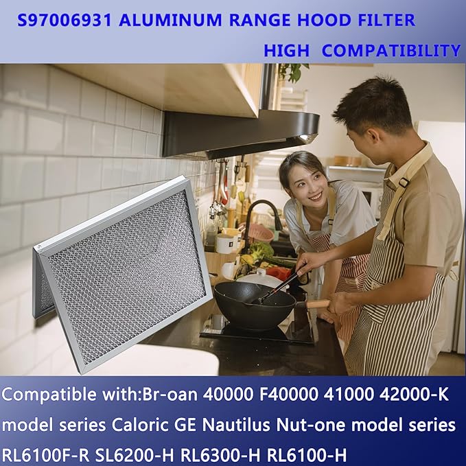2-Pack S97006931 range hood filter 10.5 x 8.75 (10-1/2 x 8-3/4) Inch VNF 503 stove vent hood grease filter Replacement for Sears Bro-an NuTo-ne BP29 88150 99010121 Filtro para Campana de Cocina