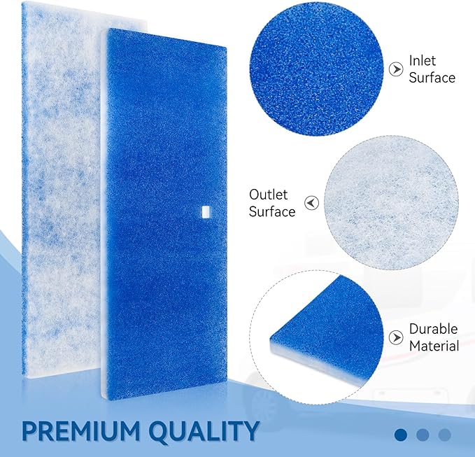6” x 14” RV AC Filter Air Filter Unit Compatible with Coleman Mach Air Conditioner - 4 Pack Replacement RV Filter Merv 6 AC Unit with Center Square Hole for Camper Motorhome Grille Vent, Blue