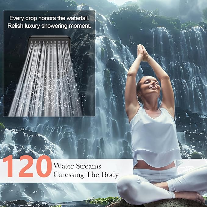 Filtered Shower Head with Handheld, High Pressure 6 Spray Mode Showerhead with Filters, Water Softener Filters for Hard Water - Remove Chlorine