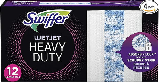 Swiffer Wetjet Hardwood Floor Cleaner Spray Mop Pad Refill, 12 Count (Pack of 4)