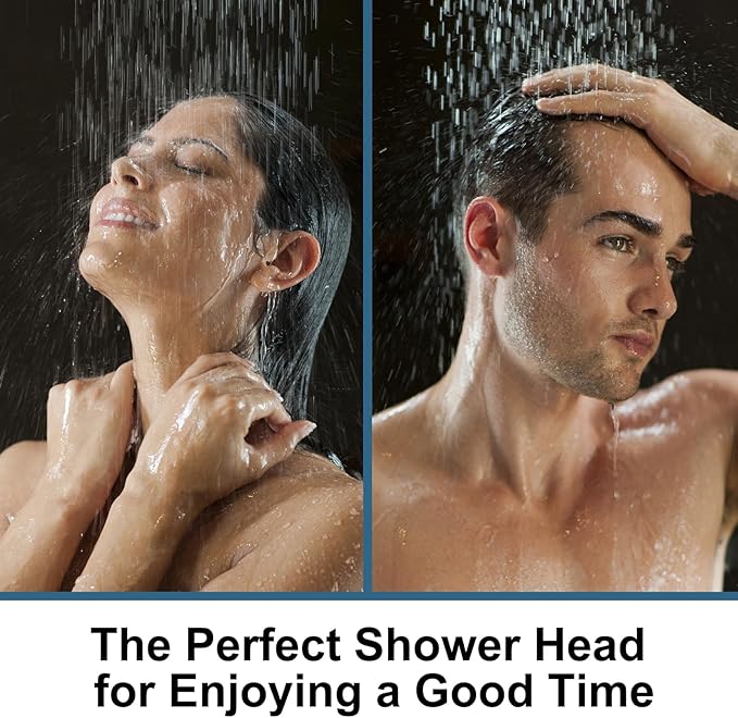 OFFO Shower Head, High Pressure Shower Head with Pause Mode, 9 Mode Fixed Showerheads for Strong Water Flow & Relaxing Shower Experience, Matte Black