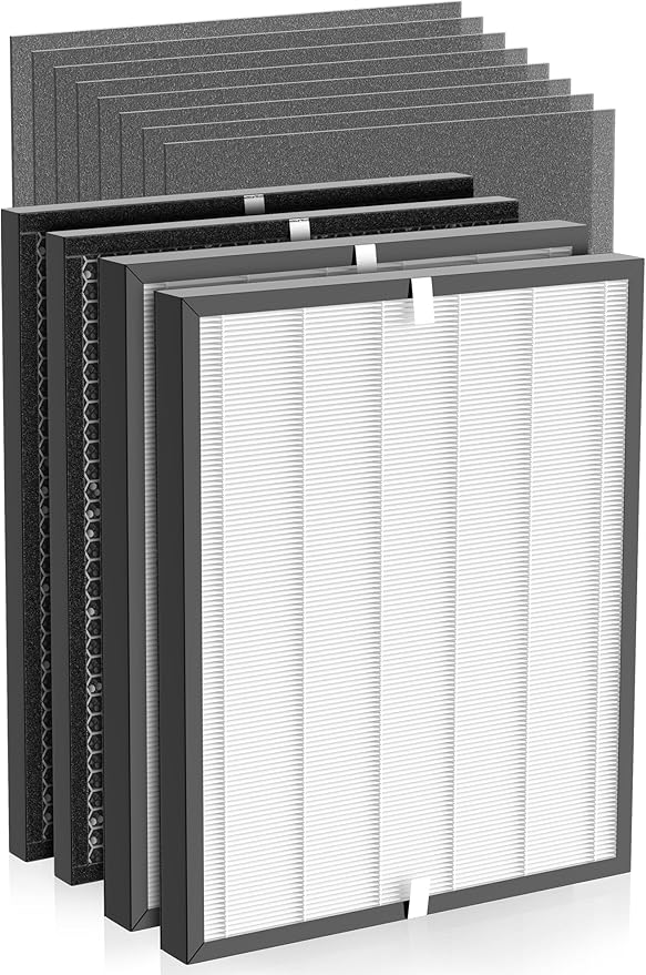 3000 Replacement Filters Compatible with Air Doctor 3000 Air Purifier – 2 Premium Efficiency Filters + 2 Activated Carbon/VOC Filters + 4 Pre-Filters (Not Compatible with 3500)