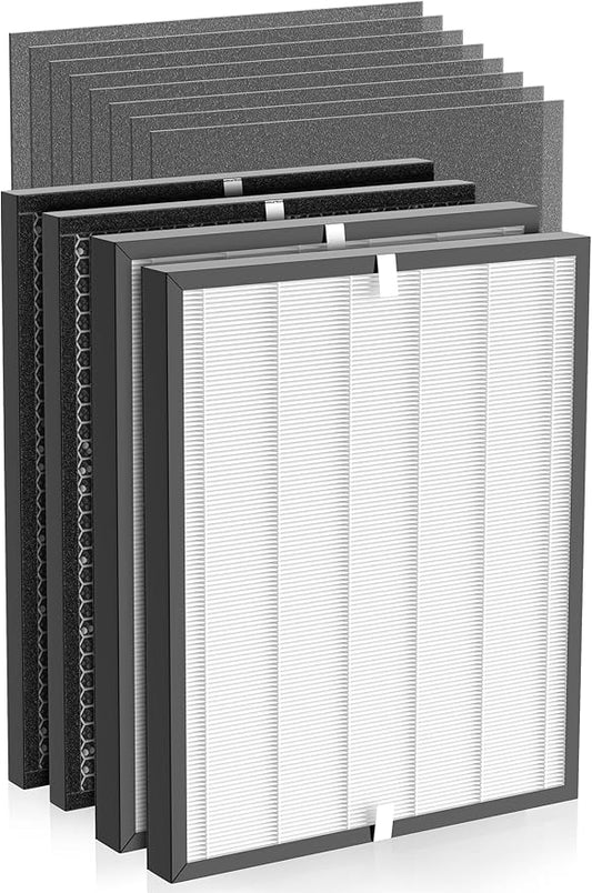 3000 Replacement Filters Compatible with Air Doctor 3000 Air Purifier – 2 Premium Efficiency Filters + 2 Activated Carbon/VOC Filters + 4 Pre-Filters (Not Compatible with 3500)