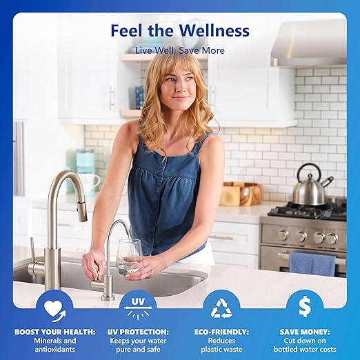Express Water ROALKUV10MBN 11-Stage Alkaline Under Sink Reverse Osmosis Water Filter System, UV Filter, NSF Certified 372 & 58, 100 GPD, Brushed Nickel Faucet