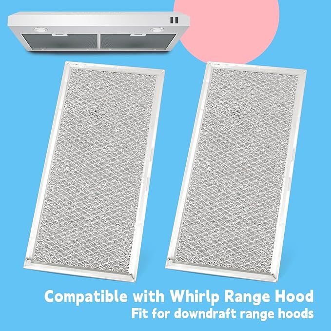 2Pcs W10575379 W11190170 12-Laye Aluminum Mesh Downdraft Range Hood Grease Filter Compatible With Whirlp 5.5 x 11.63 x 0.09 Inches