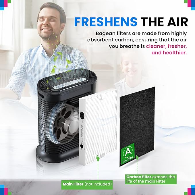 Bagean HPA100 Carbon Pre Filter A Compatible with Honeywell Air Purifier Filter Replacement - Fit HPA100 HPA5100B HPA3100B Series - Activated Prefilter A Absorbs Odor & Filters Freshen the Home (6-Pk)