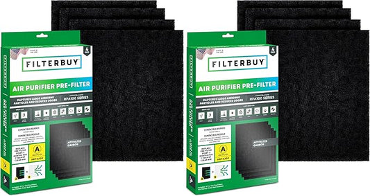 Filterbuy Activated Carbon Pre-Cut Filter HRF-A100 Replacement for Honeywell Air Purifier (8-Pack, Made in USA)
