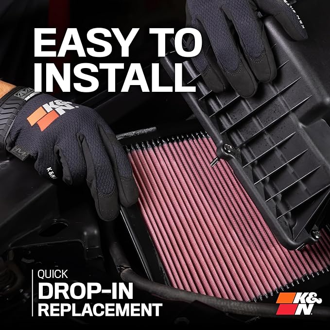 K&N High-Flow Original Lifetime Engine Air Filter: Increase Power: Premium, Washable: Compatible with 2015-2023 FORD: Mustang, Mustang GT, 33-5029