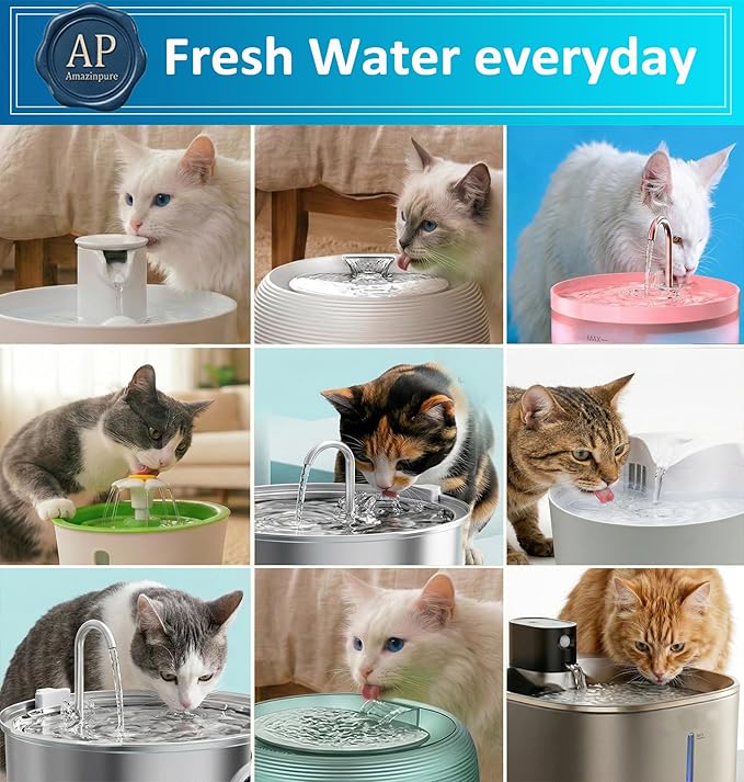 6 X Small Water Activated Carbon Filter Compatible with Whisker City Automatic Pet Fountain Free-Fall Fountain and Corner Fountain, Whisker City 50 oz and 150 oz